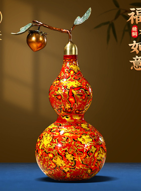 铜葫芦摆件客厅玄关电视柜装饰品寿桃八十大寿生日礼物祝寿礼品