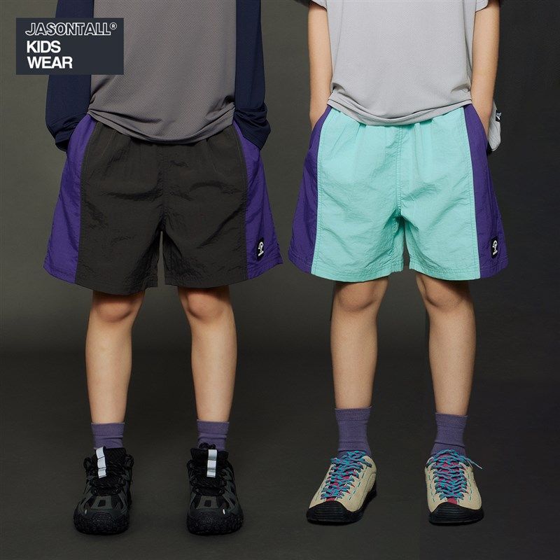 两色撞色速干短裤儿童裤子松紧腰男女童装夏季新品宽松凉爽,童装/婴儿装/亲子装,裤子,淘宝优惠券,粉丝福利购,淘宝优惠卷