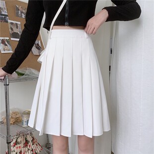 纯色胖mm高腰a字裙早秋季 2021年大码 短裙半身裙中裙百褶裙加长版