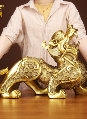 全铜貔貅摆件一对瑞兽中式家居办公室桌面装饰品开业乔迁礼品