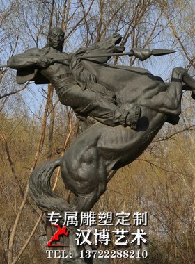 玻璃钢仿铜人物雕塑铸铜雕塑关羽骑马雕像定制户外园林景观雕塑