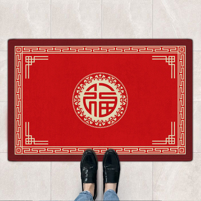 福来似锦地垫进门红色防滑垫入户门外除尘垫家用客玄关蹭土踩脚垫