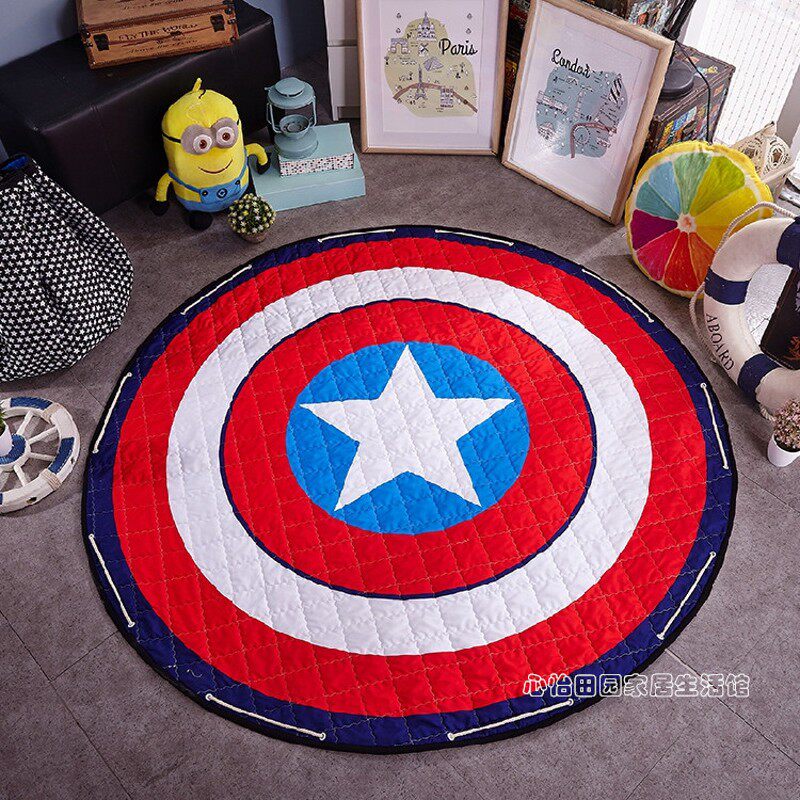 外贸儿童收纳地垫子圆形卧室爬行垫客厅宝宝爬爬垫折叠加厚可机洗