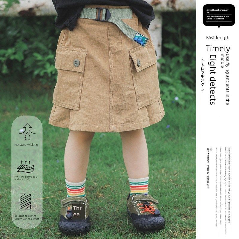 山系户外女童纯棉工装半身裙2025夏儿童休闲口袋短裙女孩夏天裙子,童装/婴儿装/亲子装,半身裙,淘宝优惠券,粉丝福利购,淘宝优惠卷