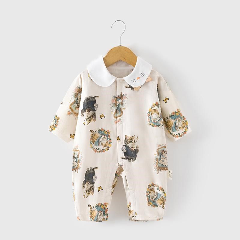 婴儿夏季纱布连体衣宝宝夏款超薄长袖白领哈衣儿童空调服新生爬服,童装/婴儿装/亲子装,连身衣/爬服/哈衣,淘宝优惠券,粉丝福利购,淘宝优惠卷