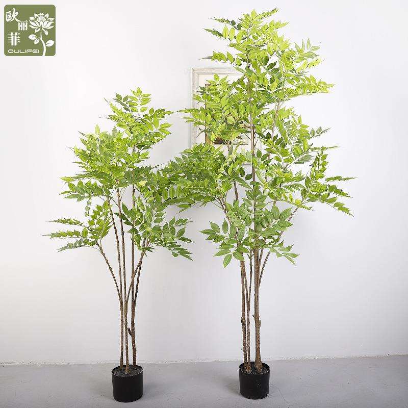 大型仿真香椿树 装饰落地绿植假树盆栽 室内橱窗植物香椿树仿真树