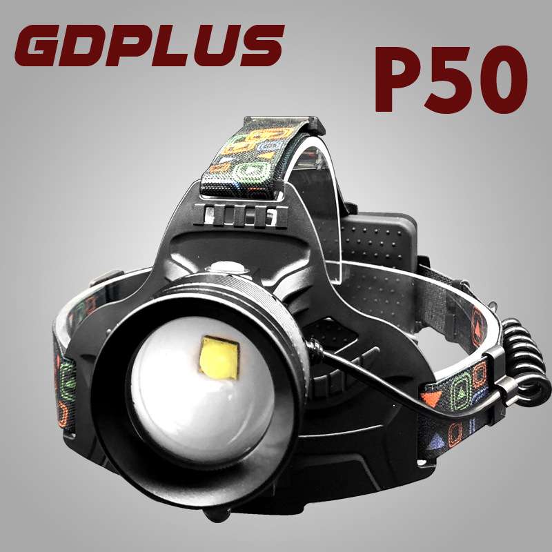 热卖大功率P50头灯户外多功能头戴式电筒直充照明伸缩调焦探照灯