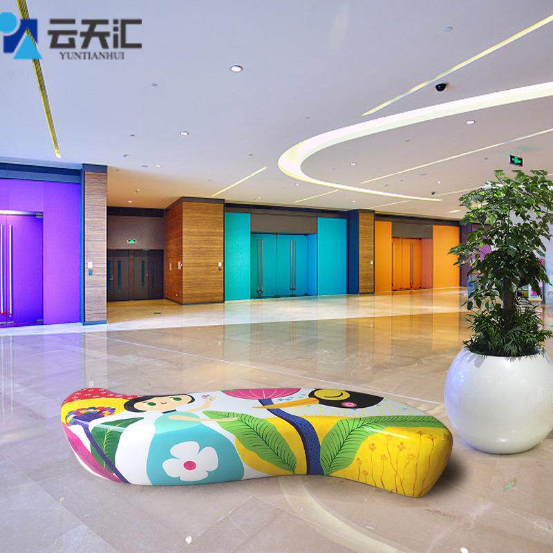 创意豌豆玻璃钢座椅商场商贸城美陈休闲椅户外校园长凳售楼处坐凳