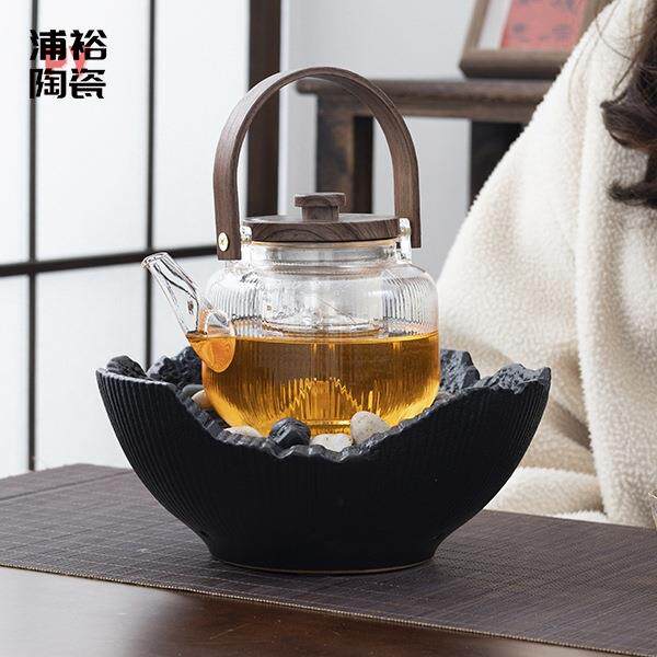 电陶炉煮茶器围炉煮茶壶轻奢家用电陶炉煮茶器泡茶耐高温玻璃提梁