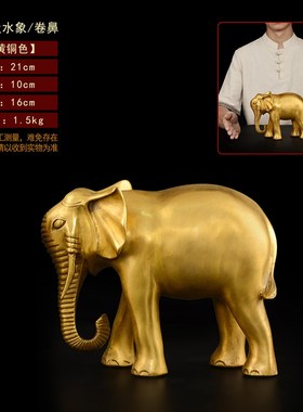 铜大象摆件纯铜一对吸水大象客N厅装饰工艺品大号