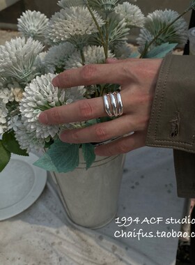 柴夫工作室/J368 o欧美夸张多层冷淡风戒指简约不规则镂空开口指