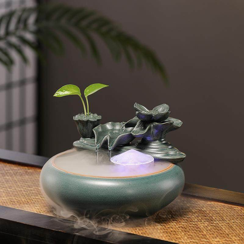 新中式招财流水摆件陶瓷小型桌面客厅茶桌办公室装饰品循环水鱼缸,鲜花速递/花卉仿真/绿植园艺,割草机/草坪机,淘宝优惠券,粉丝福利购,淘宝优惠卷