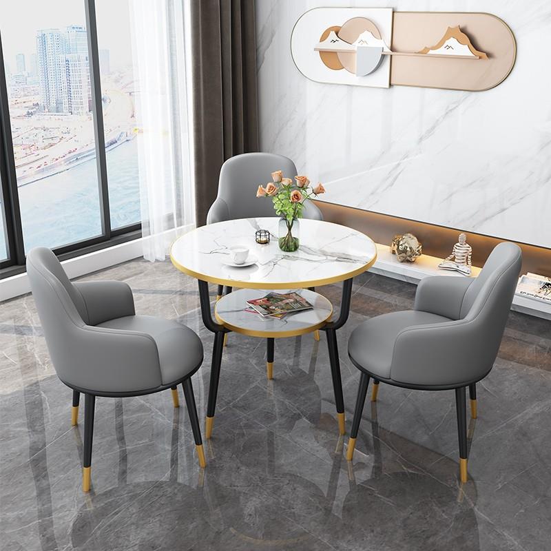 简约现代会客洽谈桌椅组合接待餐桌阳台咖啡厅奶茶店网红小圆桌子