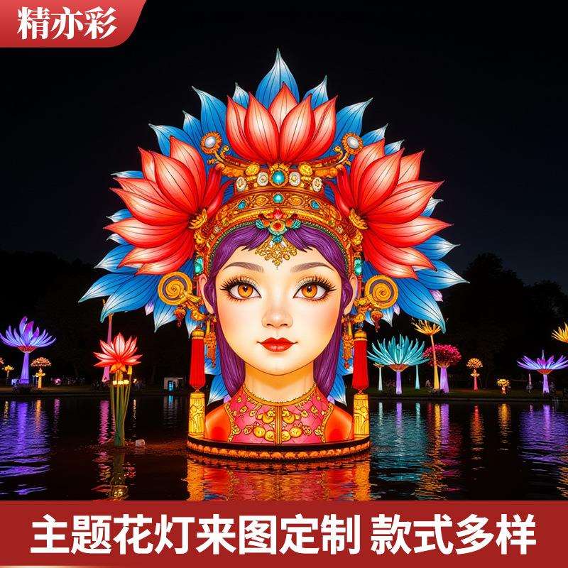 中式花灯复古国庆节主题造型灯大型人像花灯国潮新款街区灯会彩灯