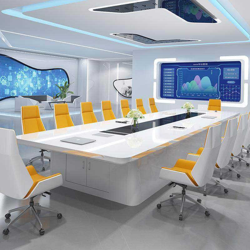 大型烤漆会议桌长桌简约现代 办公工作台会议室洽谈接待桌椅组合