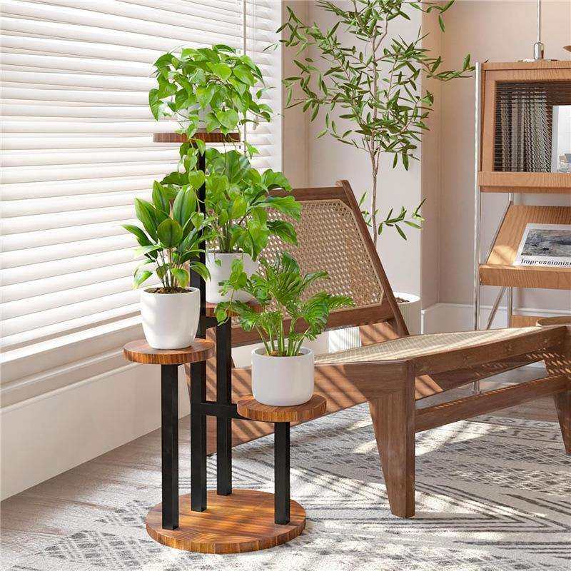 跨境多层花架落地式绿萝室内装饰置物架客厅铁艺阳台盆景花盆架子