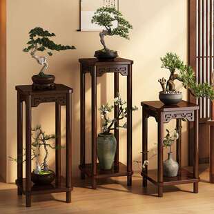 六珈花台花架子客厅落地式置物架阳台花盆托架中式多层实木植物架