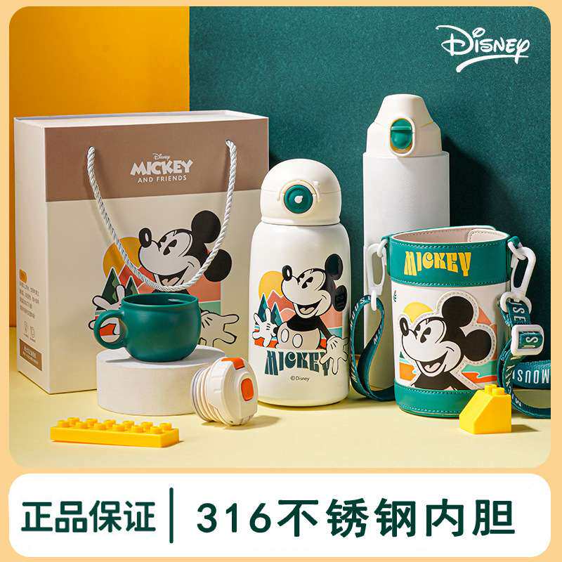 迪士儿童保温杯子316食品级带吸管男女孩幼儿园小学生直饮水壶