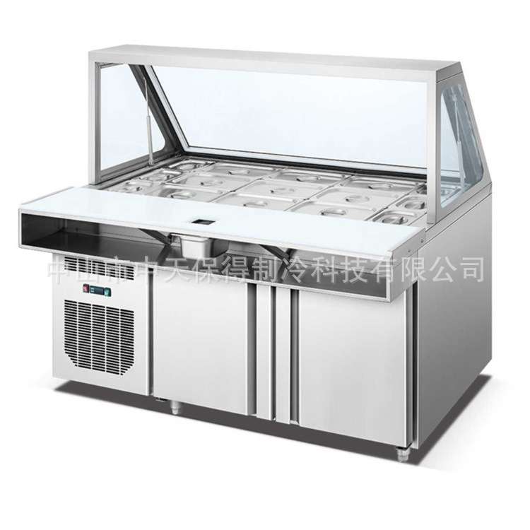 新款披萨工作台冷藏三明治操作台冰柜冷冻冷藏柜带翻盖