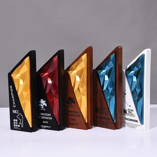 高档木质水晶彩印奖杯创意商务优秀员工奖牌比赛颁奖荣誉授牌制作