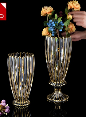 XXSP 欧式大号透明玻璃花瓶现货客厅家用落地花瓶水培插花器