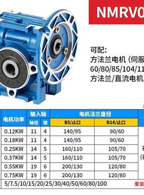 NMRV减速机RV30 40 50 63 75 110 130 变速箱小型涡轮蜗杆减速器
