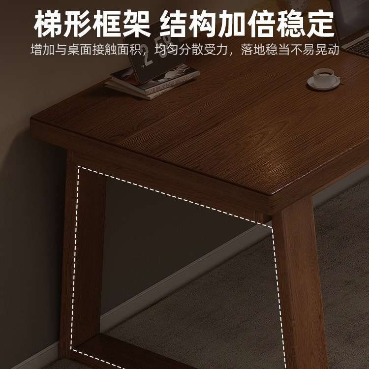 双人实木腿书桌家用学生学习电脑桌长桌子工作台办公桌卧室写字桌