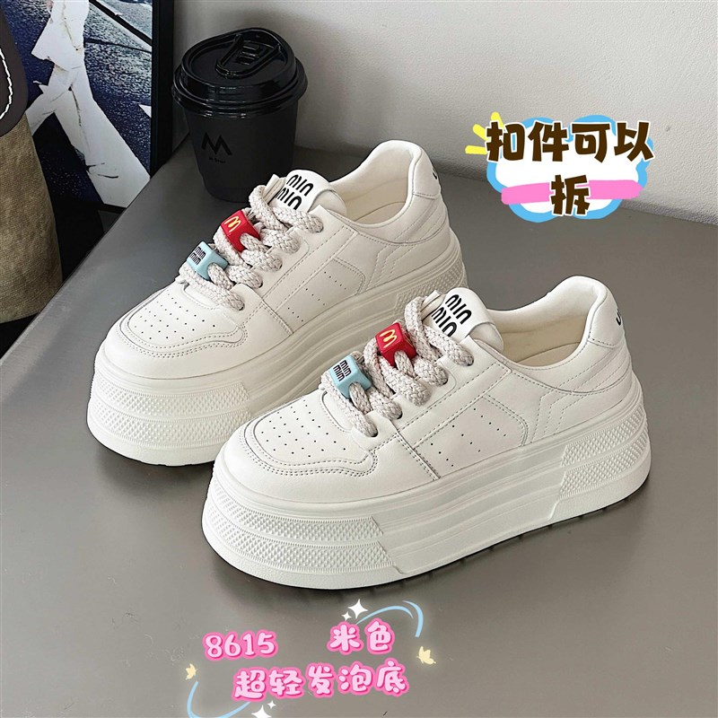 真皮厚底超轻小白鞋女2025春季新款百搭松糕增高休闲运动鞋板鞋潮