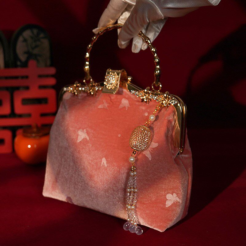 婚包新娘结婚新中式小众包包手提包女包婚礼高级国风粉色旗袍订婚
