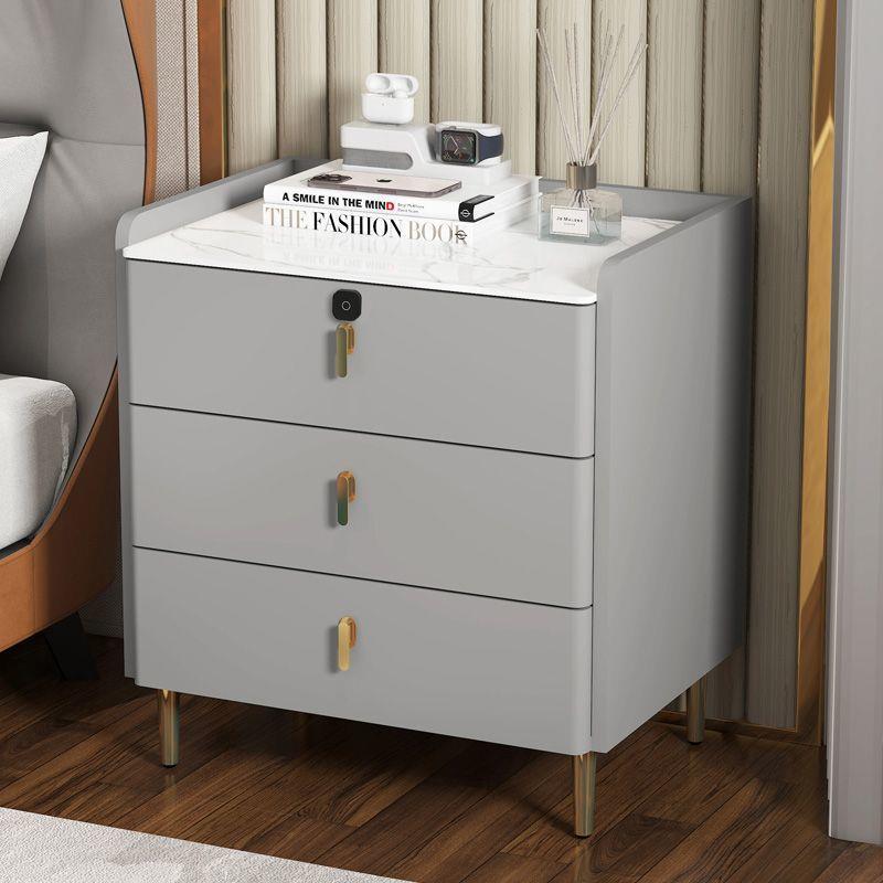 实木岩板意式三层床头柜卧室家用简约轻奢现代多功能床头边收纳柜