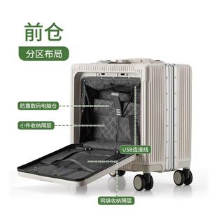 前面打开放电脑正方形18寸前开口登机行李箱可带上飞机免托运