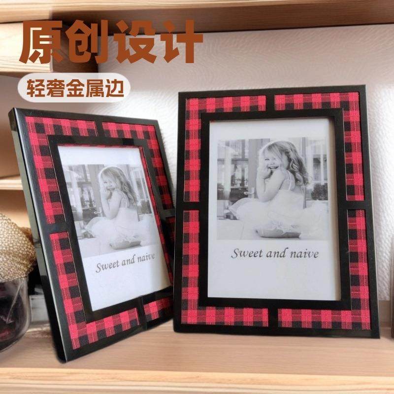 时尚黑色金属镶嵌格子布相框摆台，简约相框摆台,标准件/零部件/工业耗材,车间地垫,淘宝优惠券,粉丝福利购,淘宝优惠卷