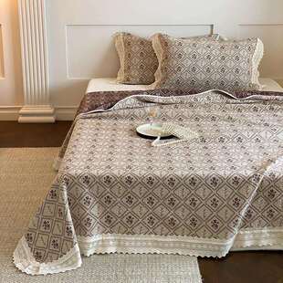 法式老钱风全棉纱布床盖三件套纯棉纱布床盖民宿毯子床单床罩床裙