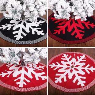 凯成跨境新品红黑白雪花圣诞树群装饰针织120cm圣诞树底装扮毛线
