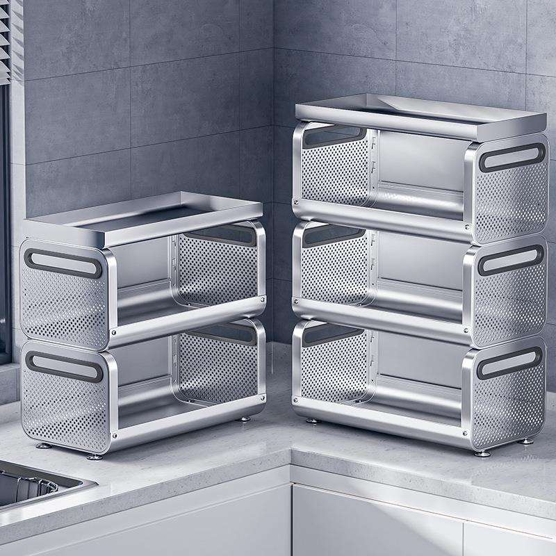 304不锈钢厨房台面姜蒜置物架多层桌面放水果装蔬菜圣之圣免安装