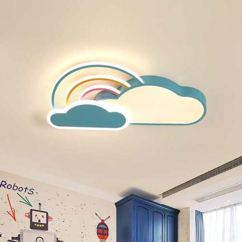 儿童房灯具男女孩北欧创意彩虹云朵卧室led吸顶简约现代房间灯具