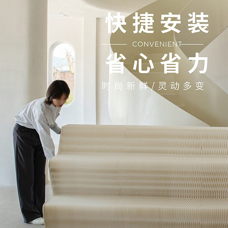 风琴线条展览大型青美展台展示台空间陈列纸艺布置艺术几何展架