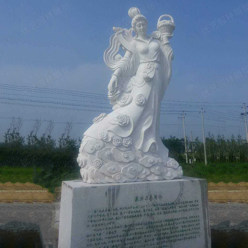 月季仙子雕塑 定制各种大型中式牡丹荷花槐花仙女人物景观雕塑