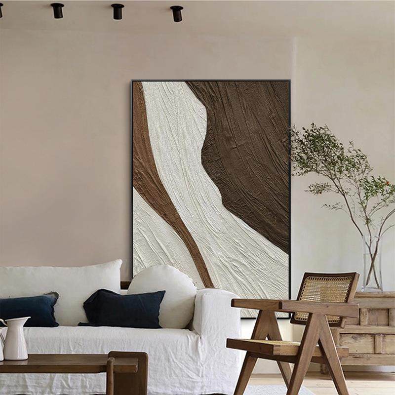 感知 现代简约客厅落地画装饰画高级抽象油画质感背景竖版挂画