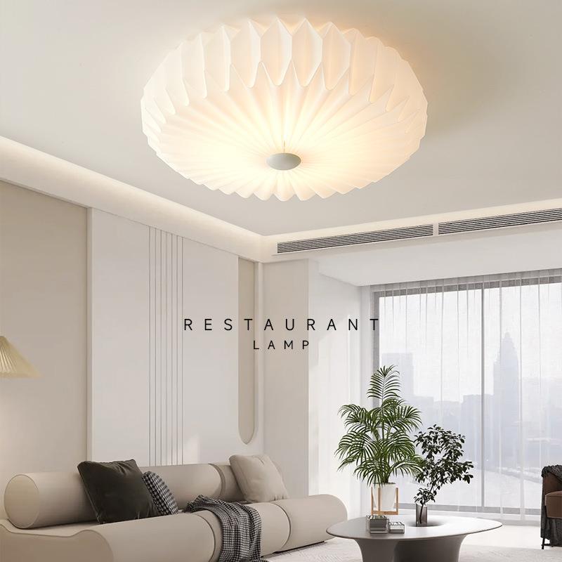 法式卧室灯浪漫温馨创意个性吸顶灯书房儿童房圆形百褶led护眼灯