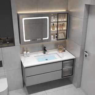 智能多层实木浴室柜一体陶瓷盆轻奢卫生间洗脸洗手洗漱台盆组合柜