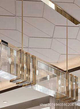 轻奢水晶长方条餐厅吊灯个性水晶吊灯吧台餐桌岛台LED长条一字灯