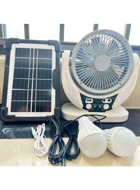 现货厂家直销6寸&8寸太阳能充电风扇多功能风扇家用LED台扇桌面风