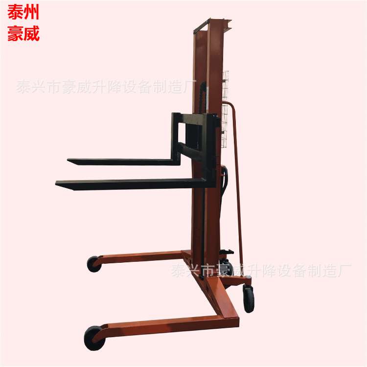 供应1T2.5M双门架手动堆高车堆垛车 货物装卸叉车 液压提升机