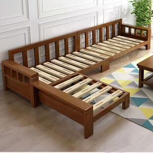 实木沙发中式客厅家具大小户型木加布储物高箱冬夏两用沙发组合