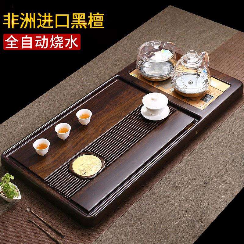 天然黑檀木茶盘整块实木茶具家用套装全自动一体烧水壶茶台原木海