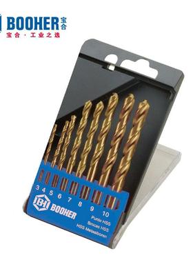Booher宝合工具 8件套高速钢镀钛直柄麻花钻BH1400201
