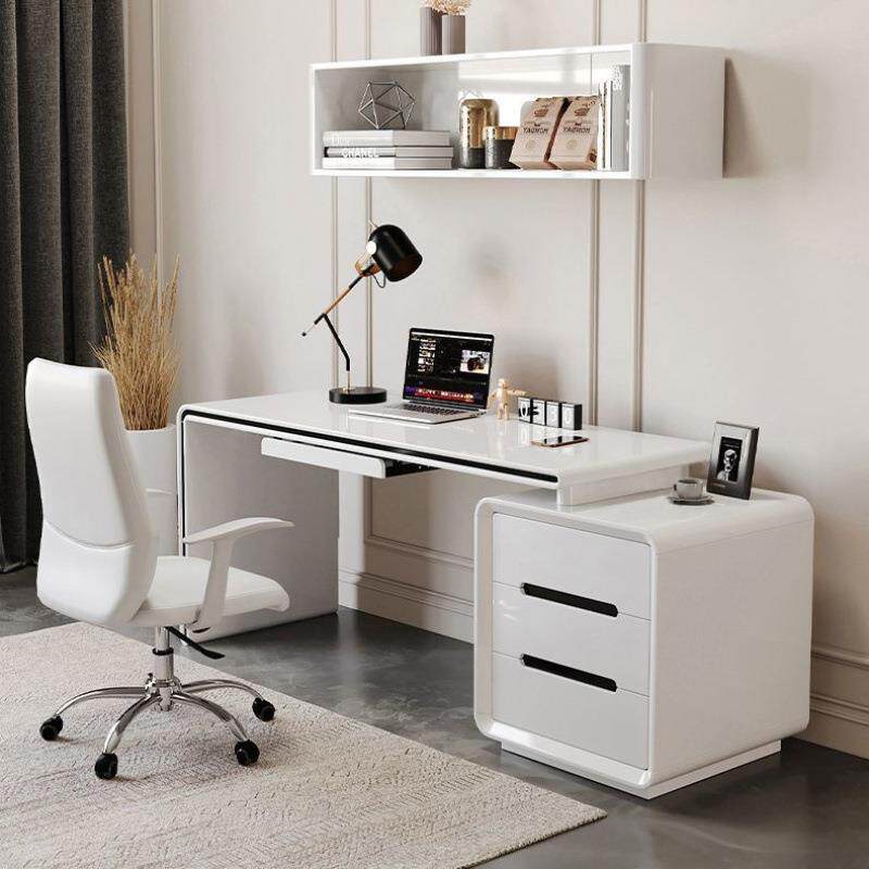 新款简约台式电脑桌家用学习办公桌卧室小户型白色烤漆笔记本书桌