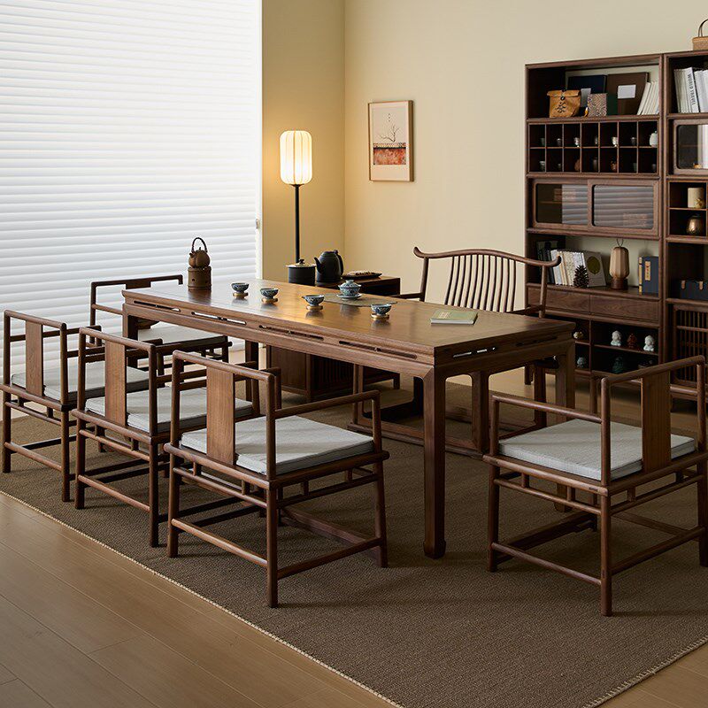 实木茶桌北美h黑胡桃木新中式茶台椅明式组合宋代美学中古风禅意