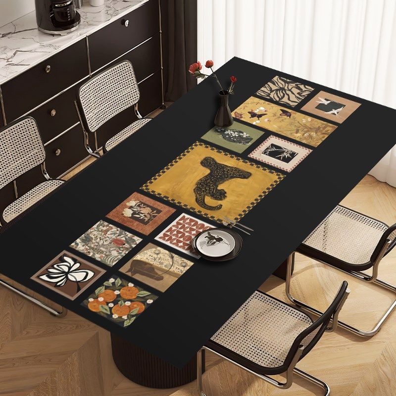 法式中古风桌垫皮革免洗餐桌布防油防水I防烫高级感茶几保护桌面